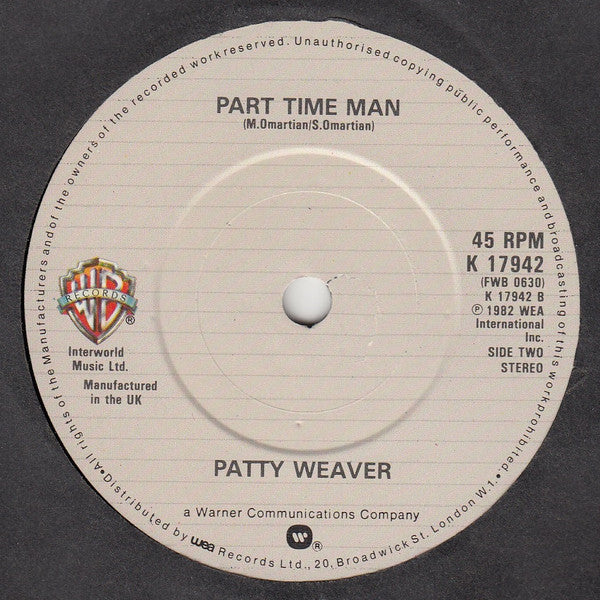 Patty Weaver : Don't Want A Heartache (7", Single)