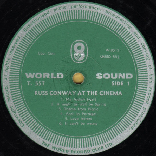 Russ Conway : At The Cinema (LP, Album, Mono, Club)