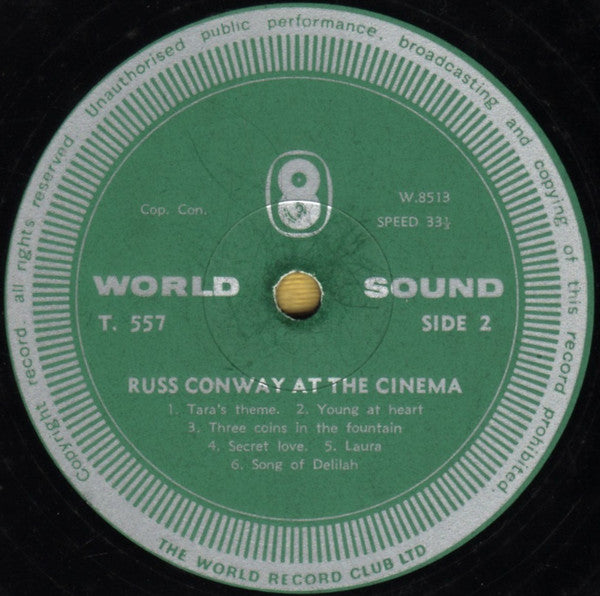 Russ Conway : At The Cinema (LP, Album, Mono, Club)