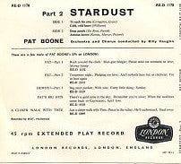 Pat Boone : Star Dust Part 2 (7", EP)