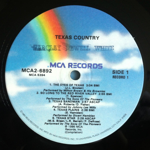 Various : Texas Country (Texas Sesquicentennial Edition) (2xLP, Album, Comp)