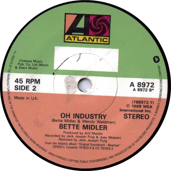 Bette Midler : The Wind Beneath My Wings (7", Single)