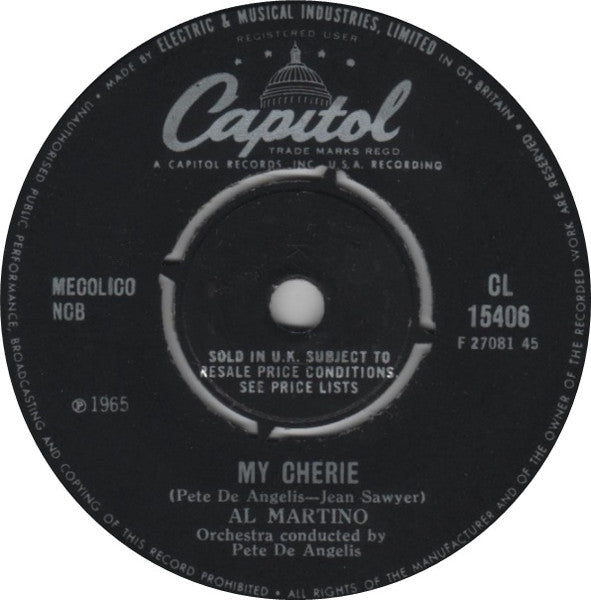 Al Martino : My Cherie (7", Single, Mono)