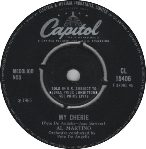 Al Martino : My Cherie (7", Single, Mono)