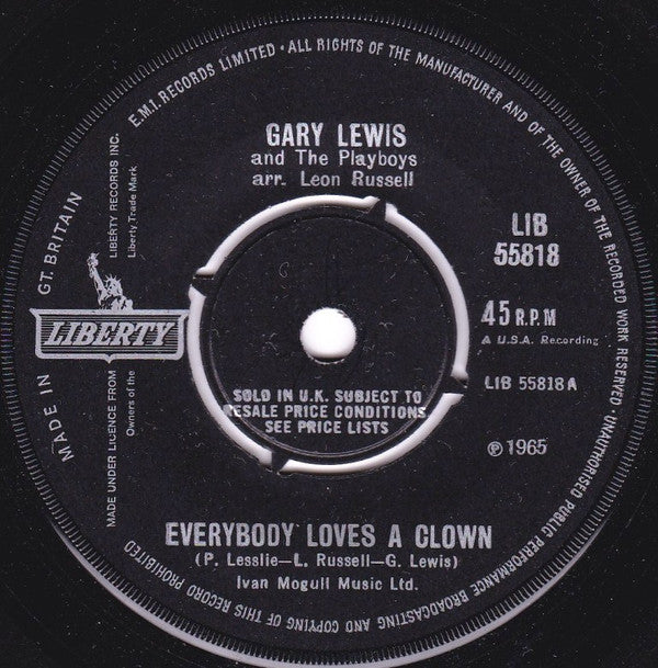Gary Lewis & The Playboys : Everybody Loves A Clown  (7", Single)
