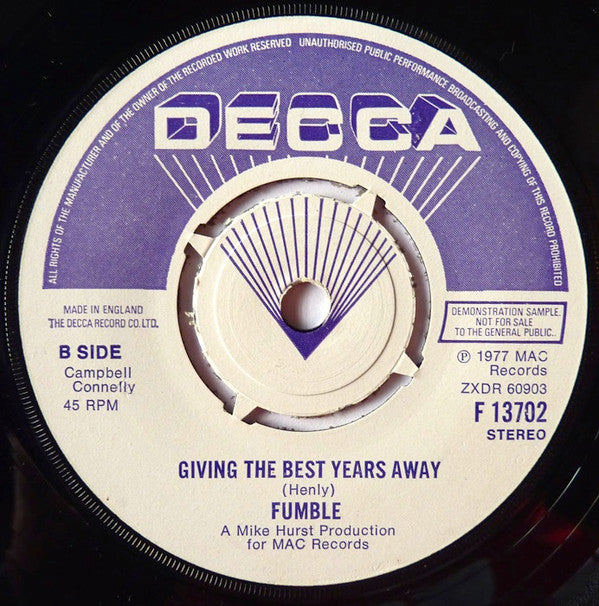 Fumble (3) : Carol Please Come Home (7", Single, Promo)