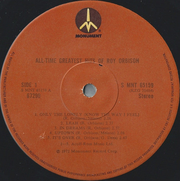 Roy Orbison : The All-Time Greatest Hits Of Roy Orbison (2xLP, Comp, Gat)