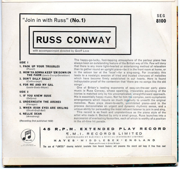 Russ Conway : Join In With Russ (No.1) (7", EP, Mono)