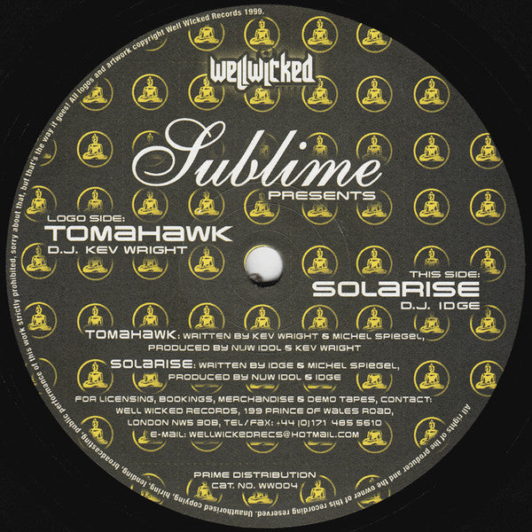 Kev Wright / DJ Idge : Sublime Presents Tomahawk / Solarise (12")