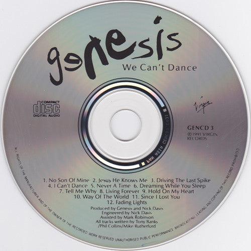 Genesis : We Can't Dance (CD, Album)