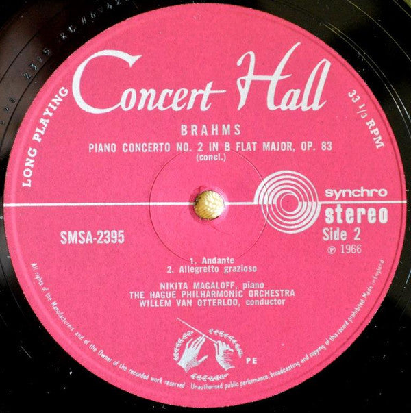 Johannes Brahms - Nikita Magaloff, The Hague Philharmonic, Willem Van Otterloo : Piano Concerto N° 2 (LP)