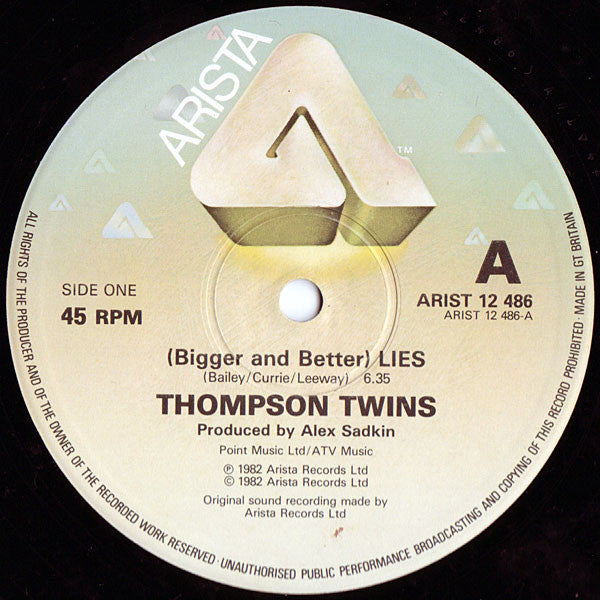 Thompson Twins : Lies (12", Single)