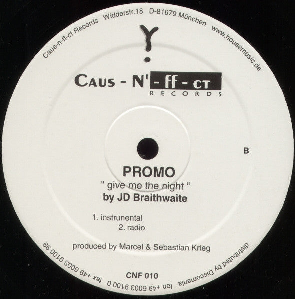 J.D. Braithwaite : Give Me The Night (12", Promo)