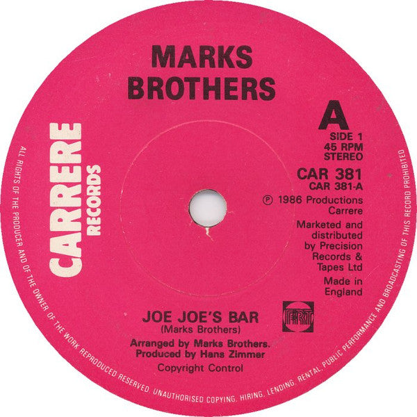 Marks Brothers : Joe Joe's Bar (7")