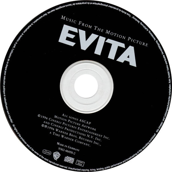Andrew Lloyd Webber And Tim Rice : Evita (Music From The Motion Picture) (CD, Album)