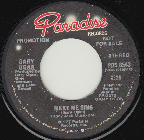 Gary Ogan : Make Me Sing  (7", Promo)