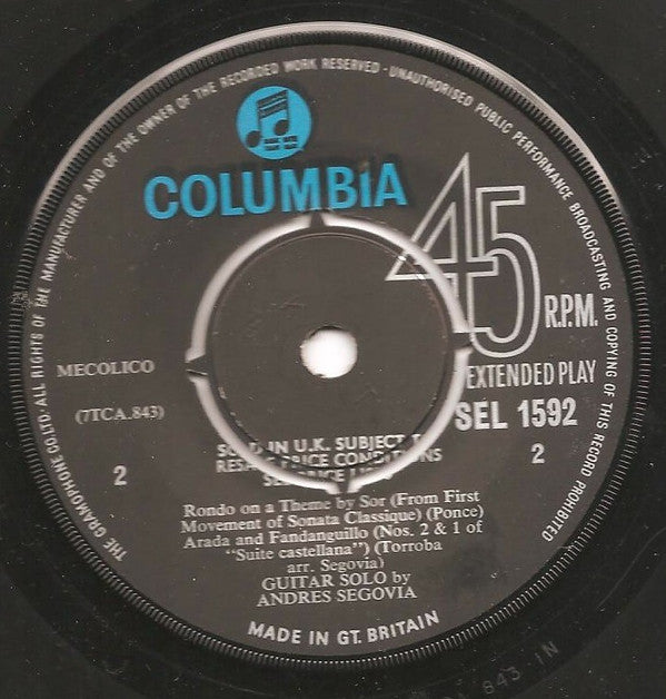Andrés Segovia : Segovia (7", EP, RE)