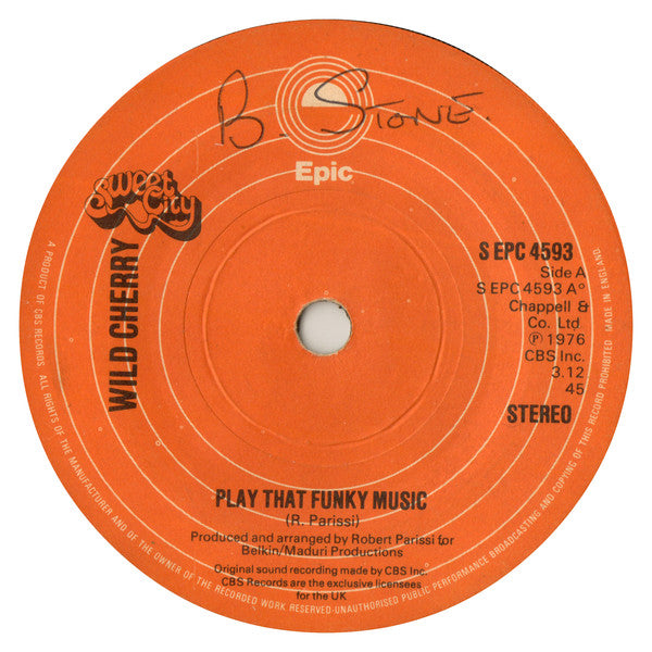 Wild Cherry : Play That Funky Music (7", Single, Sol)