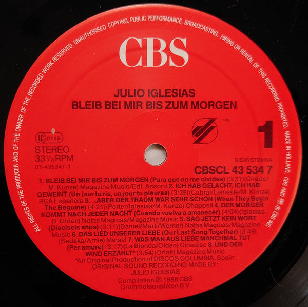 Julio Iglesias : Bleib bei mir bis zum Morgen (LP, Comp)
