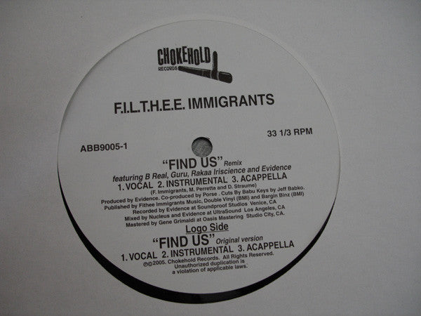 Filthee Immigrants : Find Us (12")