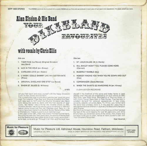 Alan Elsdon & His Jazz Band : Your Dixieland Favourites (LP, Album)