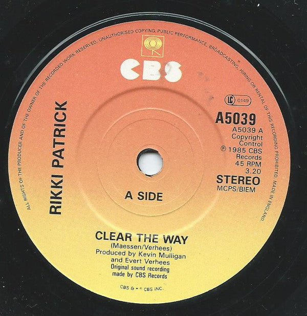 Rikki Patrick : Clear The Way (7", Single, Pap)