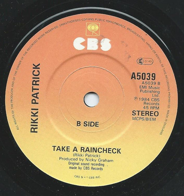 Rikki Patrick : Clear The Way (7", Single, Pap)