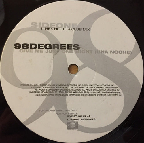 98 Degrees : Give Me Just One Night (Una Noche) (12", Promo)