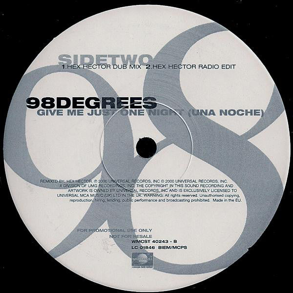 98 Degrees : Give Me Just One Night (Una Noche) (12", Promo)
