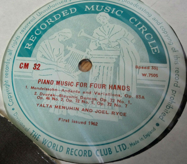 Yaltah Menuhin And Joel Ryce : Piano Music For Four Hands (LP, Album, Mono, Club)