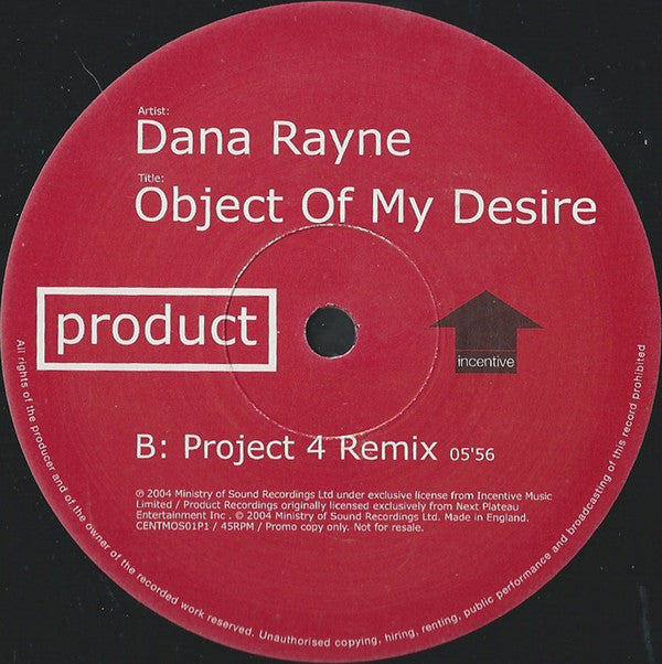 Dana Rayne : Object Of My Desire (12", Single, Promo)