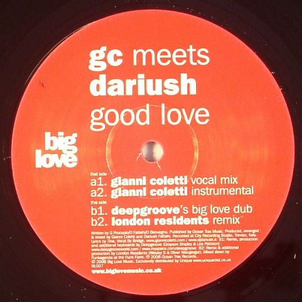 Gianni Coletti Meets Dariush : Good Love (12")