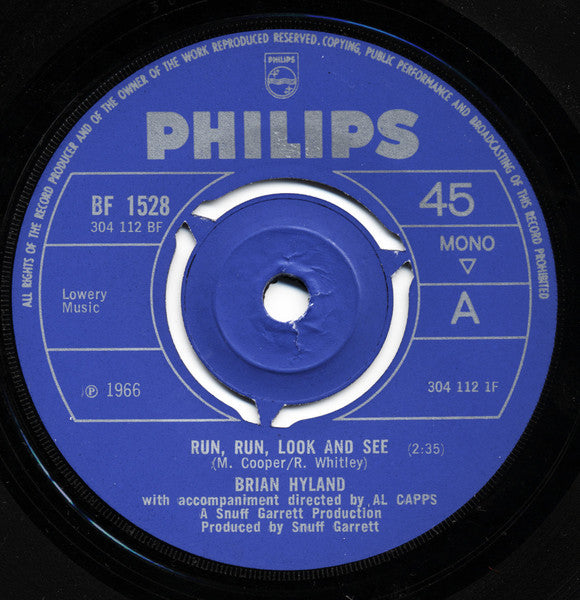 Brian Hyland : Run Run Look And See  (7", Single, Mono)