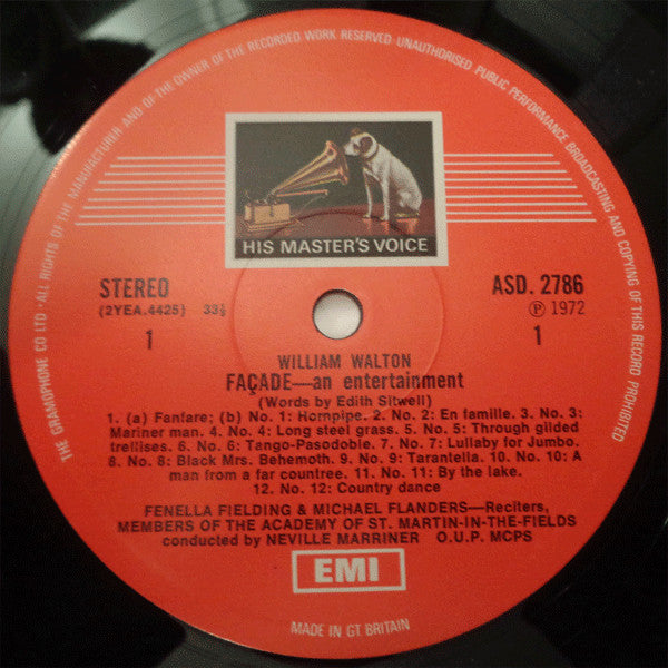 Sir William Walton - Fenella Fielding, Michael Flanders, The Academy Of St. Martin-in-the-Fields, Sir Neville Marriner, Edith Sitwell : Façade - An Entertainment (LP)