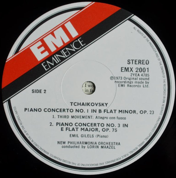 Pyotr Ilyich Tchaikovsky / Emil Gilels / New Philharmonia Orchestra • Lorin Maazel : Piano Concerto No. 1 In B Flat Minor / Piano Concerto No. 3 In E Flat (LP, RE)