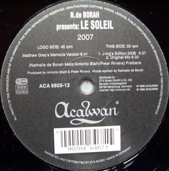Nathalie De Borah Presents Le Soleil (4) : 2007 (12")
