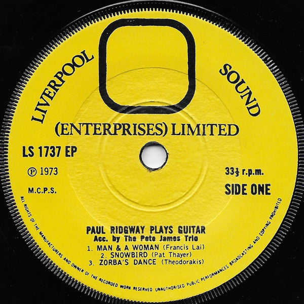 Paul Ridgway : Plays Guitar (7", EP, Yel)