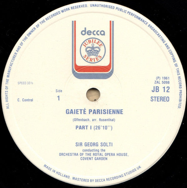 Jacques Offenbach / Charles Gounod - Orchestra Of The Royal Opera House, Covent Garden, Georg Solti : Gaiete Parisienne / Faust Ballet Music  (LP, RE, Hol)