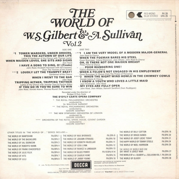 Gilbert & Sullivan : The World Of W.S. Gilbert & A. Sullivan - Vol. 2 (LP)