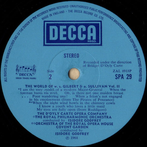 Gilbert & Sullivan : The World Of W.S. Gilbert & A. Sullivan - Vol. 2 (LP)