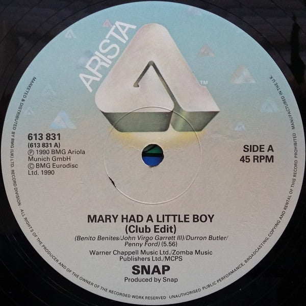 Snap! : Mary Had A Little Boy (12", Single)