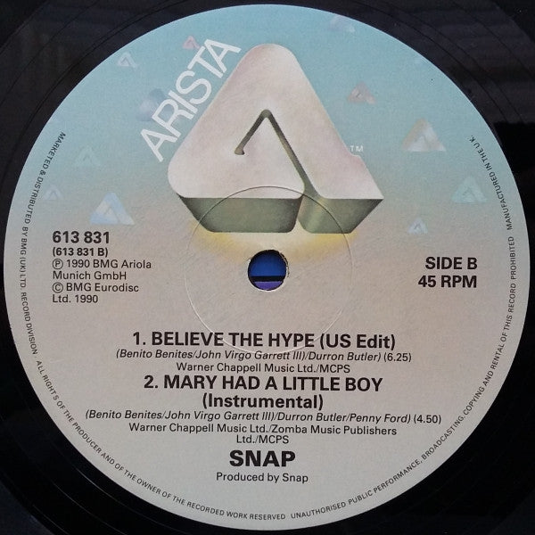 Snap! : Mary Had A Little Boy (12", Single)
