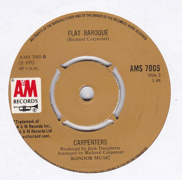 Carpenters : It's Going To Take Some Time (7", Single)