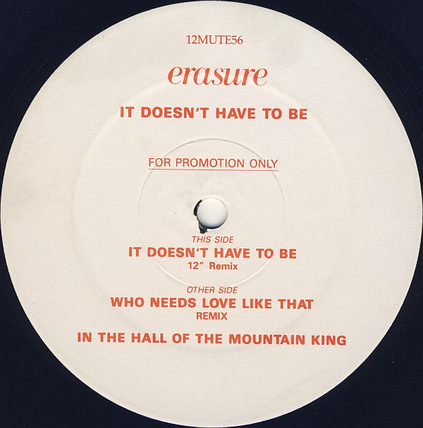 Erasure : It Doesn't Have To Be (12", Promo)