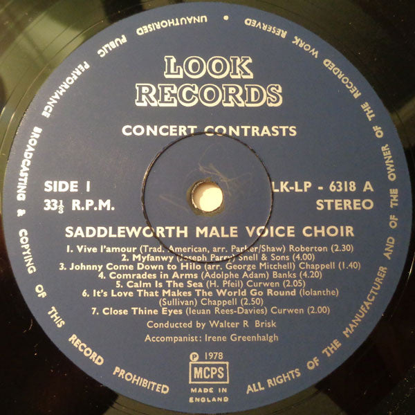 Saddleworth Male Voice Choir : Concert Contrasts (LP)