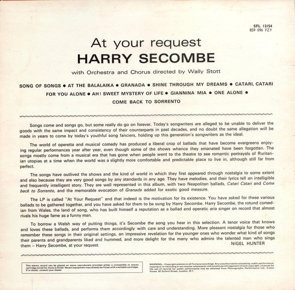 Harry Secombe : At Your Request (LP)