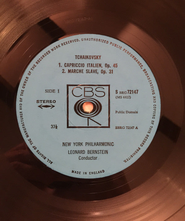 Leonard Bernstein Conducts Pyotr Ilyich Tchaikovsky, New York Philharmonic : 1812 Overture / Marche Slave / Capriccio Italien (LP, Album, Club)