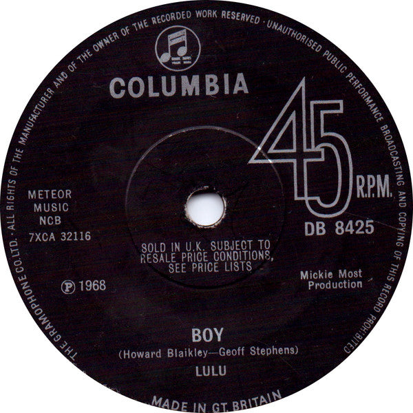 Lulu : Boy (7", Single)
