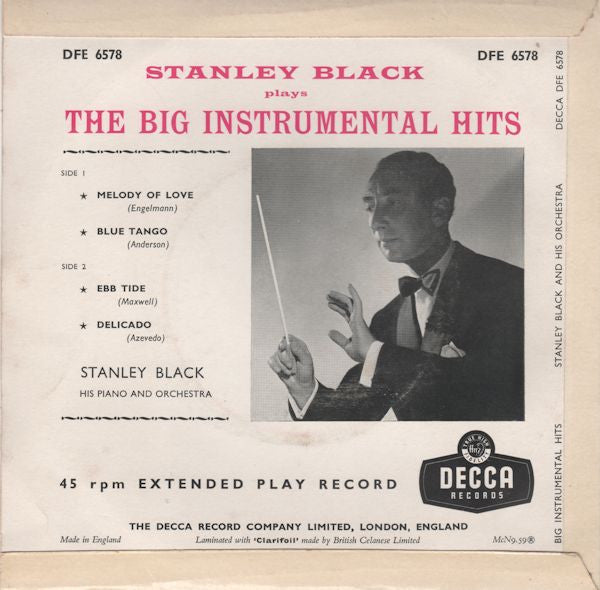 Stanley Black & His Orchestra : Stanley Black Plays The Big Instrumental Hits (7", EP)