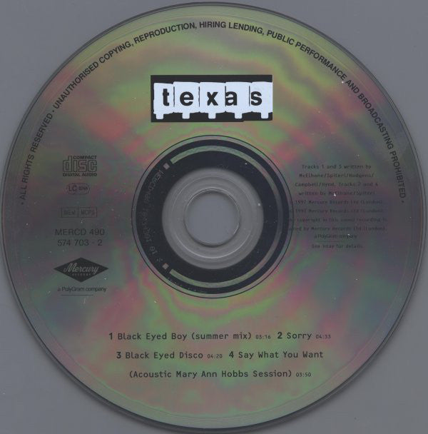 Texas : Black Eyed Boy (CD, Single)